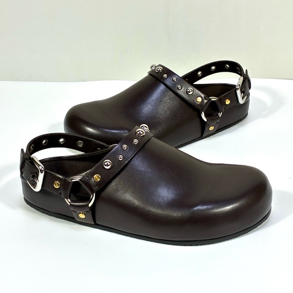 Stella McCartney Elyse Studded Slingback Clogs Eco Mat Coffee EU 40 NEW Vegan